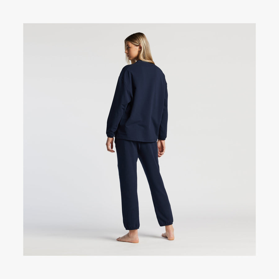 Navy | Full body back female view of Kyoto Pants in Navy