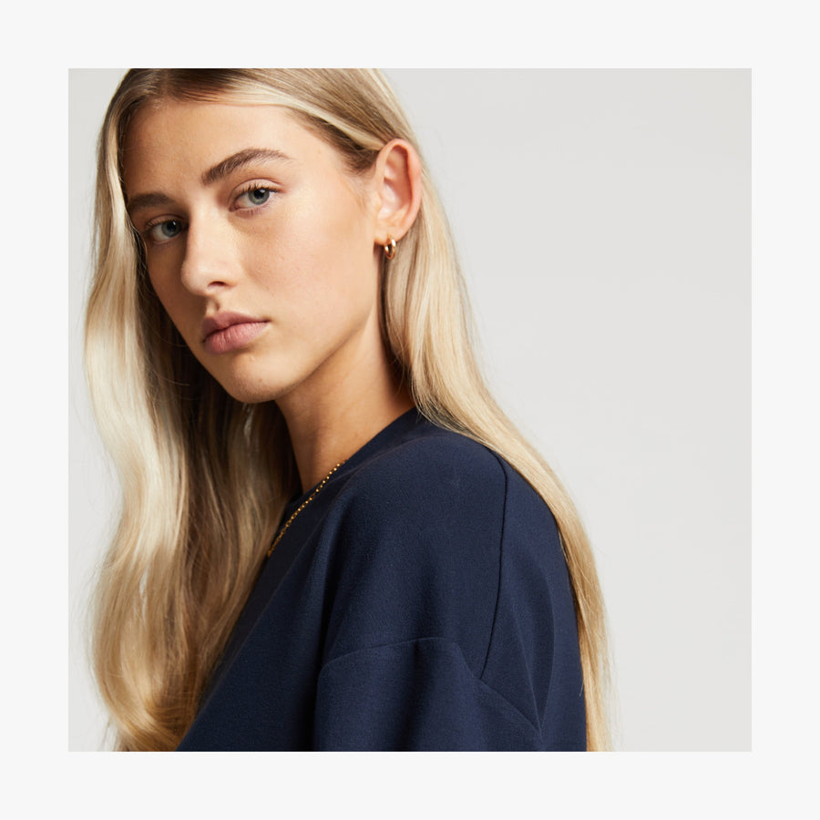 Navy | Shoulder view of Kyoto Long Sleeve in Navy