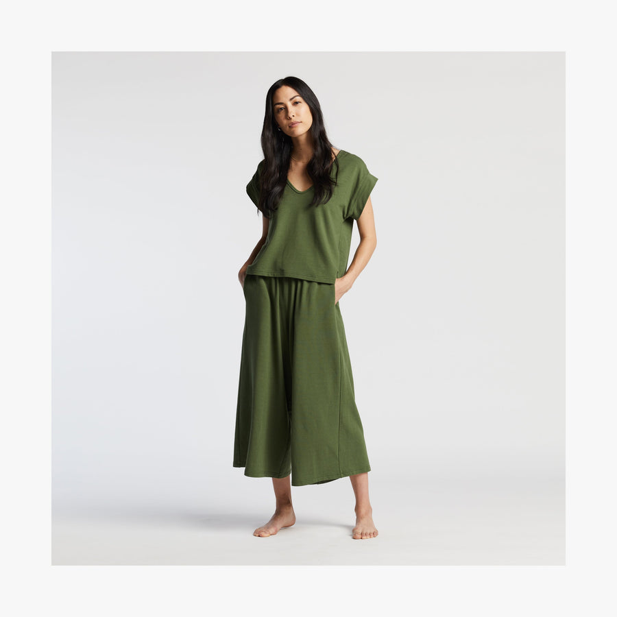 Cypress Green | Front full body view of Sevilla Pants in Cypress Green