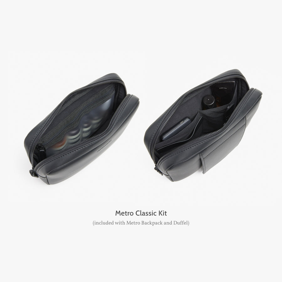 Carbon Black (Vegan Leather) | Metro Classic Kit included with Metro Backpack and Duffel in Carbon Black