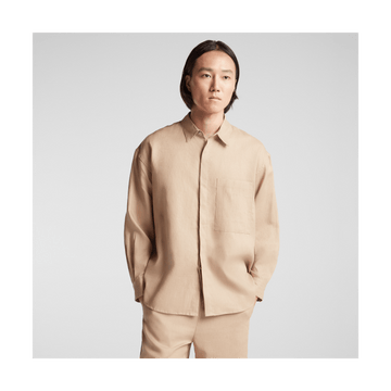 Front view of Algarve Shirt in Cliff Stone