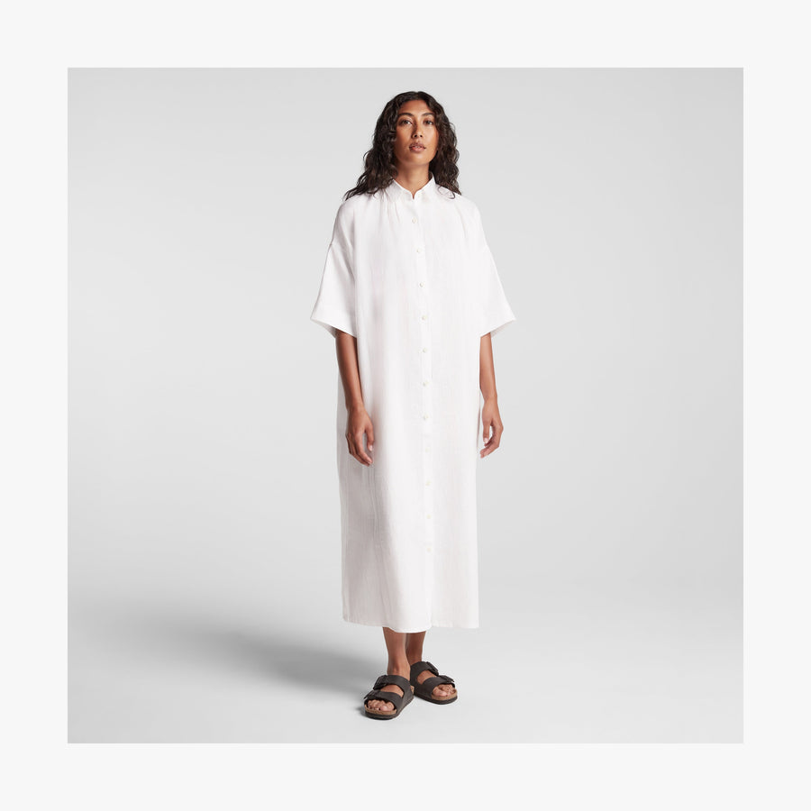 White | Front view of Algarve Shirt Dress in White