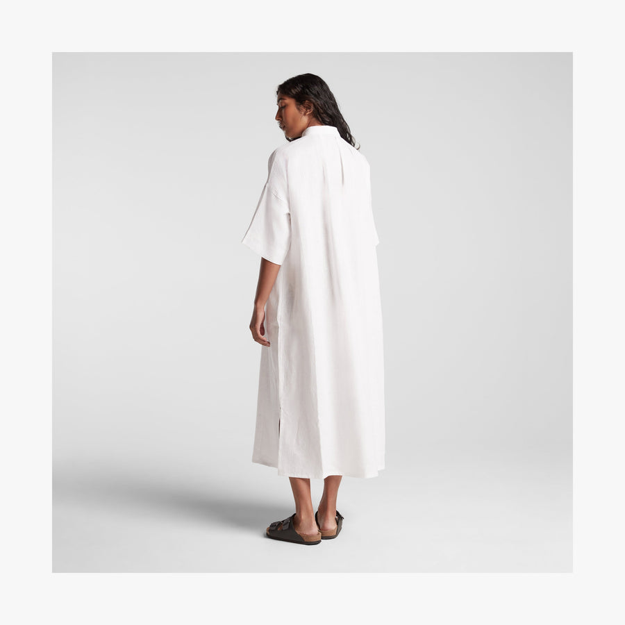 White | Full body back view of Algarve Shirt Dress in White