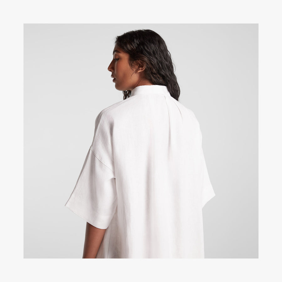 White | Front view of Algarve Shirt Dress in White