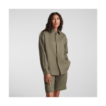 Front view of Algarve Shirt in Dune Grass