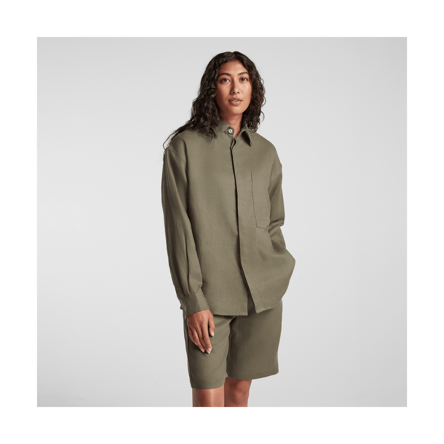 Dune Grass Scaled | Front view of Algarve Shirt in Dune Grass