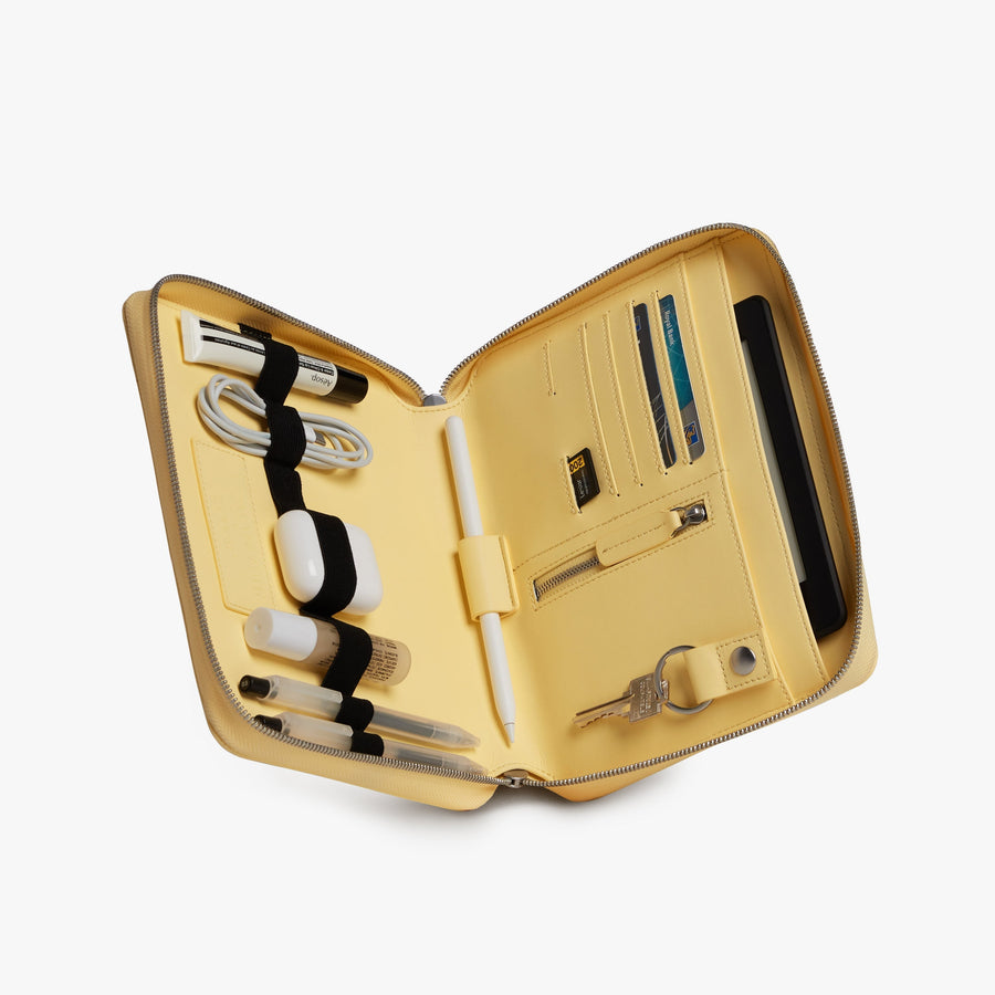 Banana Pudding (Vegan Leather) | Inside Angle view of Metro Folio Kit in Banana Pudding