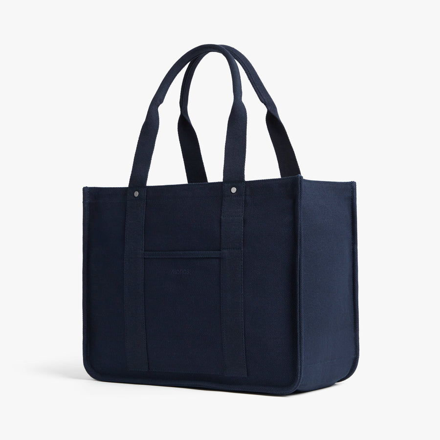 Abyss Blue | Angled view of Gesso Tote in Abyss Blue