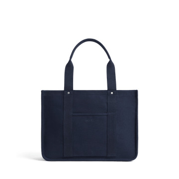 Front view of Gesso Tote in Abyss Blue
