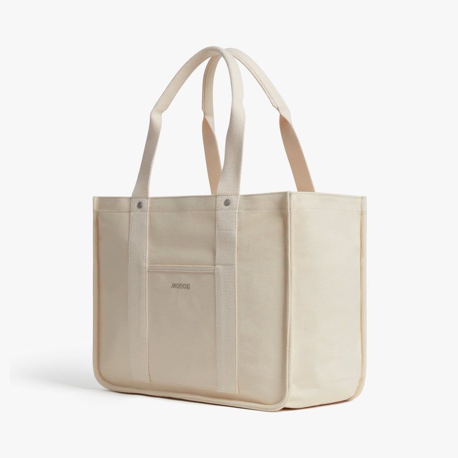 Ecru | Angled view of Gesso Tote in Ecru