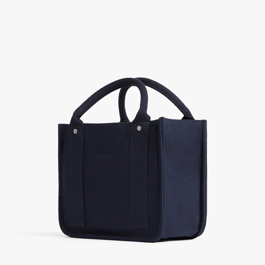 Abyss Blue | Angled view of Gesso Small Tote in Abyss Blue