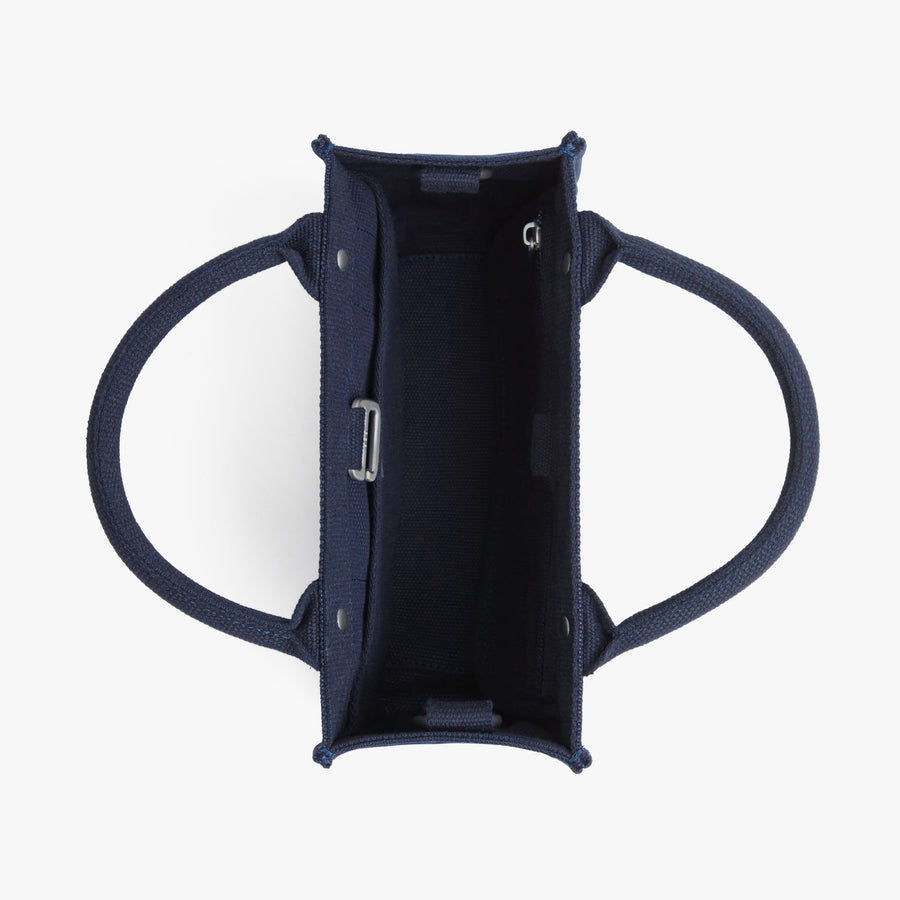 Abyss Blue | Interior view of Gesso Small Tote in Abyss Blue