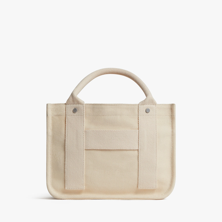 Ecru | Back view of Gesso Small Tote in Ecru