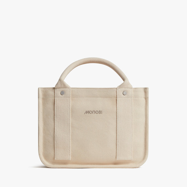 Ecru | Front view of Gesso Small Tote in Ecru