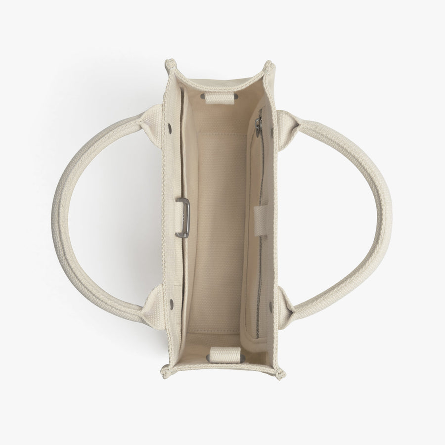 Ecru | Interior view of Gesso Small Tote in Ecru