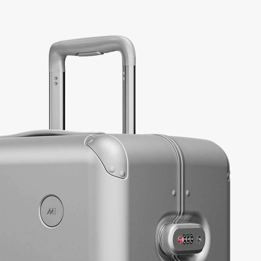 Silver | Luggage handle view of Hybrid Check-In Large in Silver