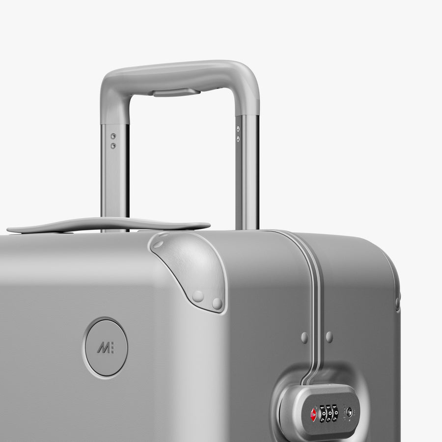 Silver | Luggage handle view of Hybrid Check-In Medium in Silver