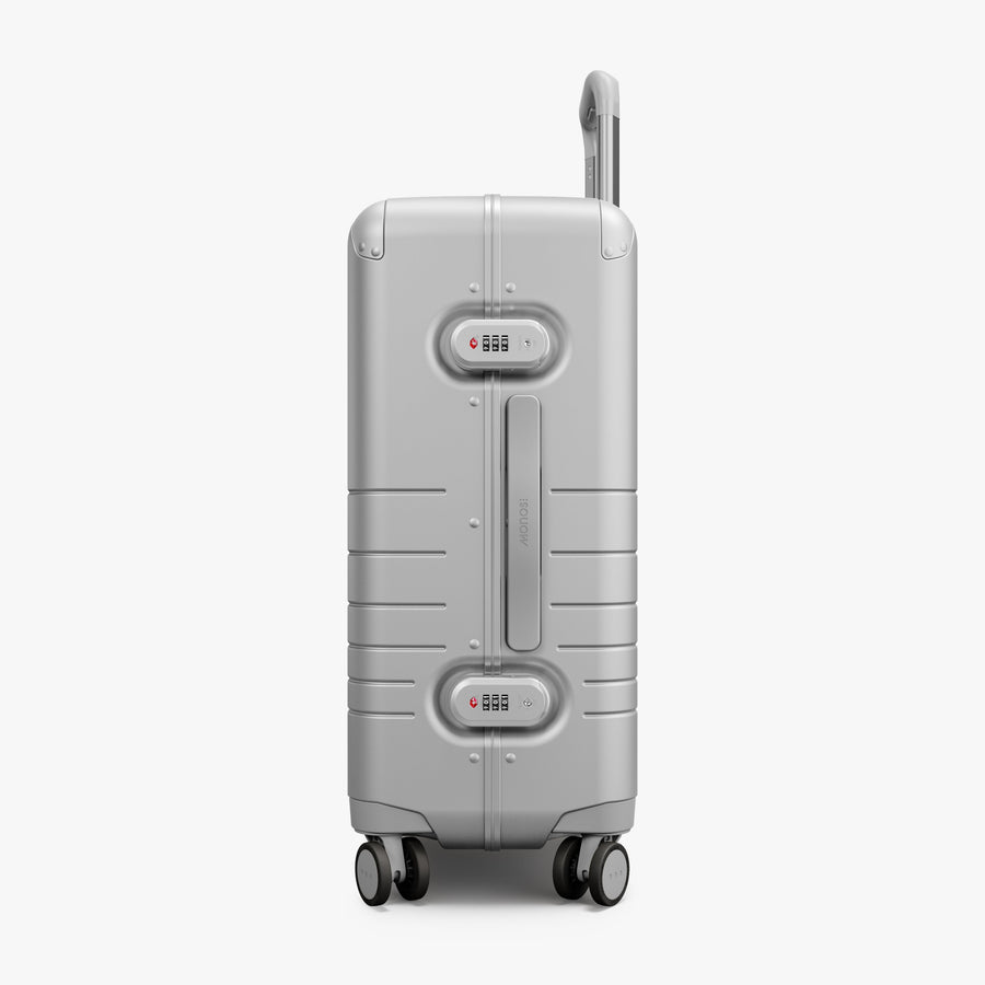 Silver | Side view of Hybrid Carry-On Plus in Silver