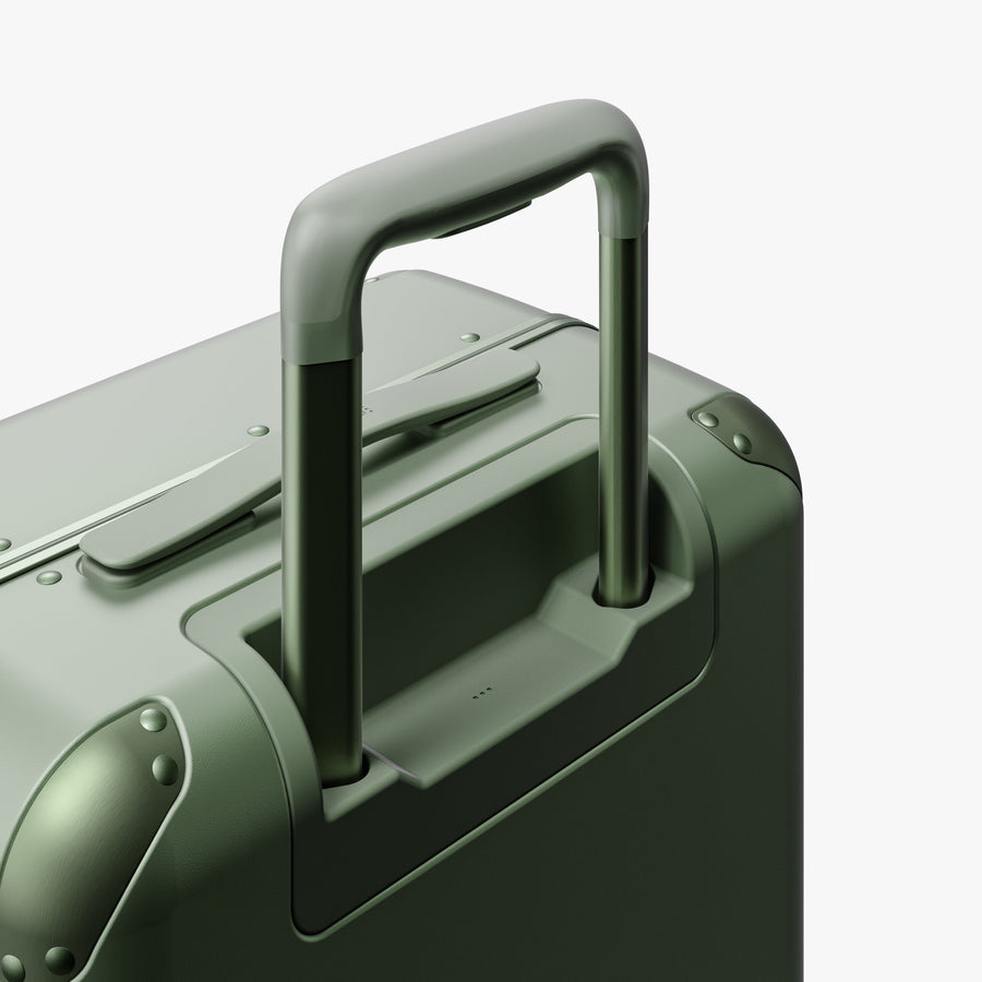 Mint | Extended luggage handle view of Hybrid Carry-On Plus in Mint