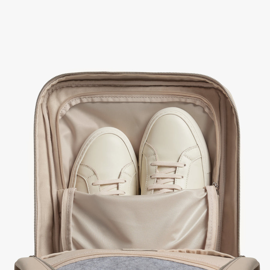 Ivory (Vegan Leather) | Inside view of Metro Backpack Ivory