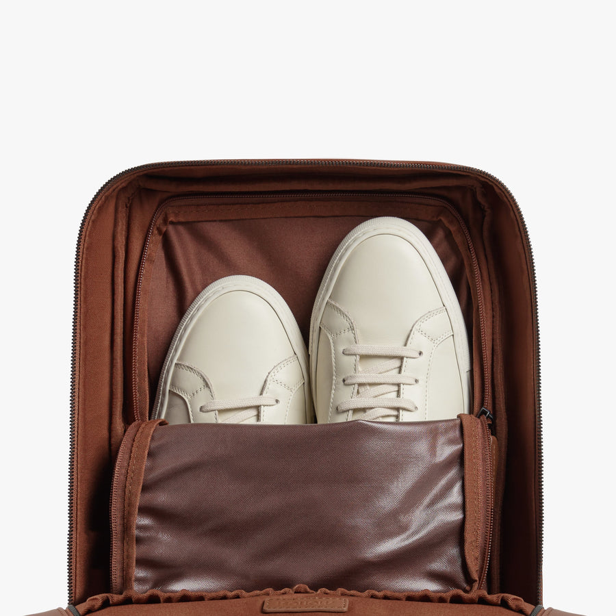 Mahogany (Vegan Leather) | Inside view of Metro Backpack Mahogany