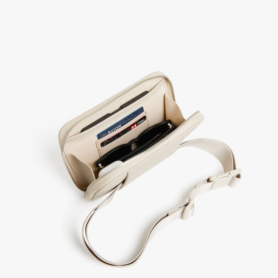 Ivory (Vegan Leather) | Back full inside view of Metro Belt Bag in Ivory
