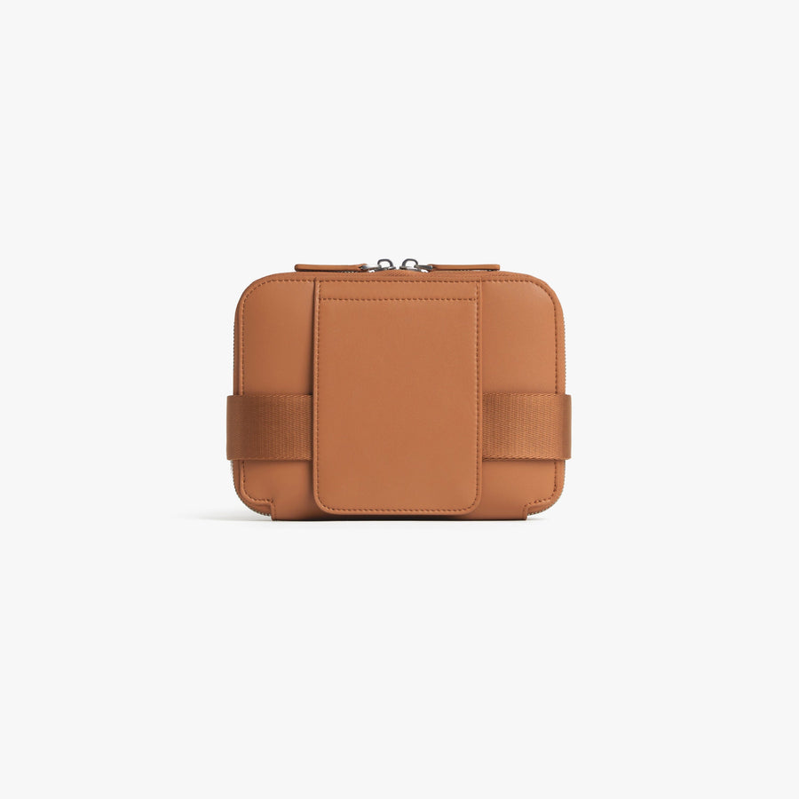 Saddle Tan (Vegan Leather) | Back view of Metro Belt Bag in Saddle Tan