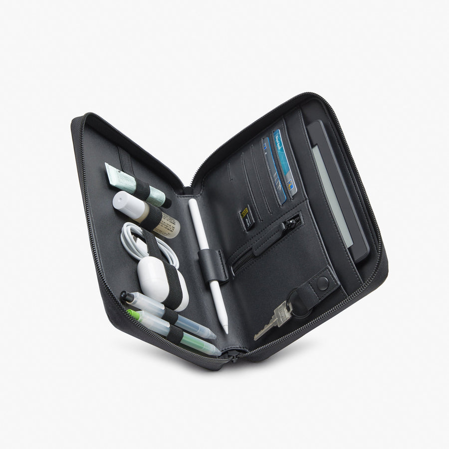 Carbon Black (Vegan Leather) | Inside Angle view of Metro Folio Kit in Carbon Black