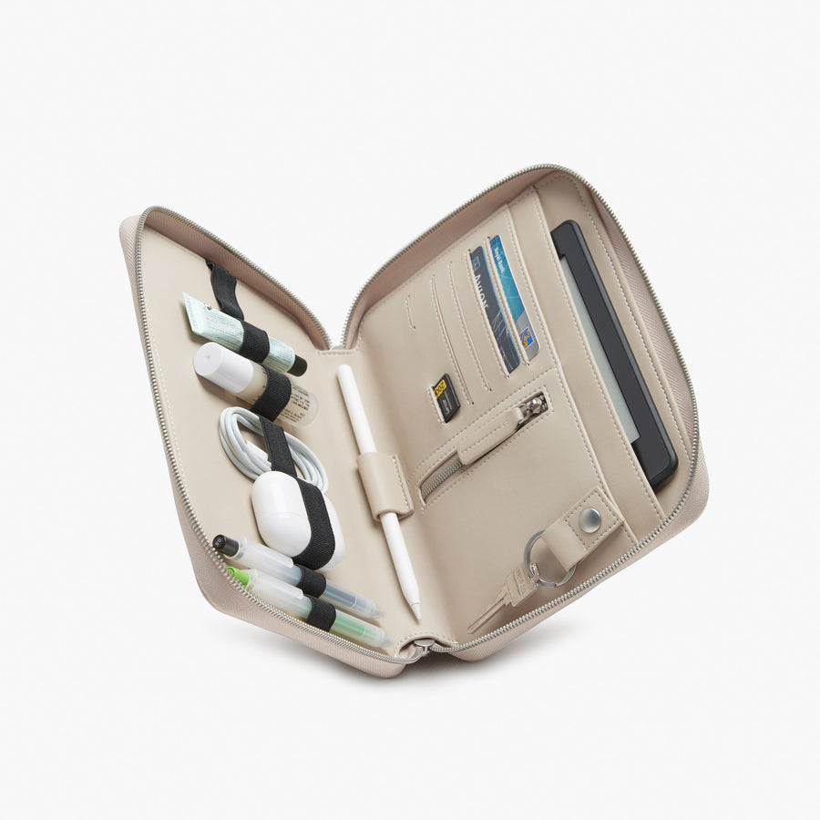 Ivory (Vegan Leather) | Inside Angle view of Metro Folio Kit in Ivory