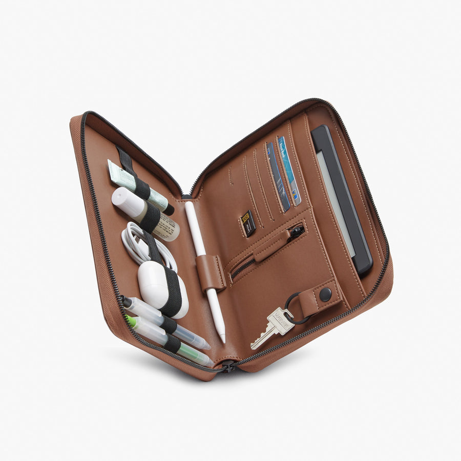 Mahogany (Vegan Leather) | Inside Angle view of Metro Folio Kit in Mahogany