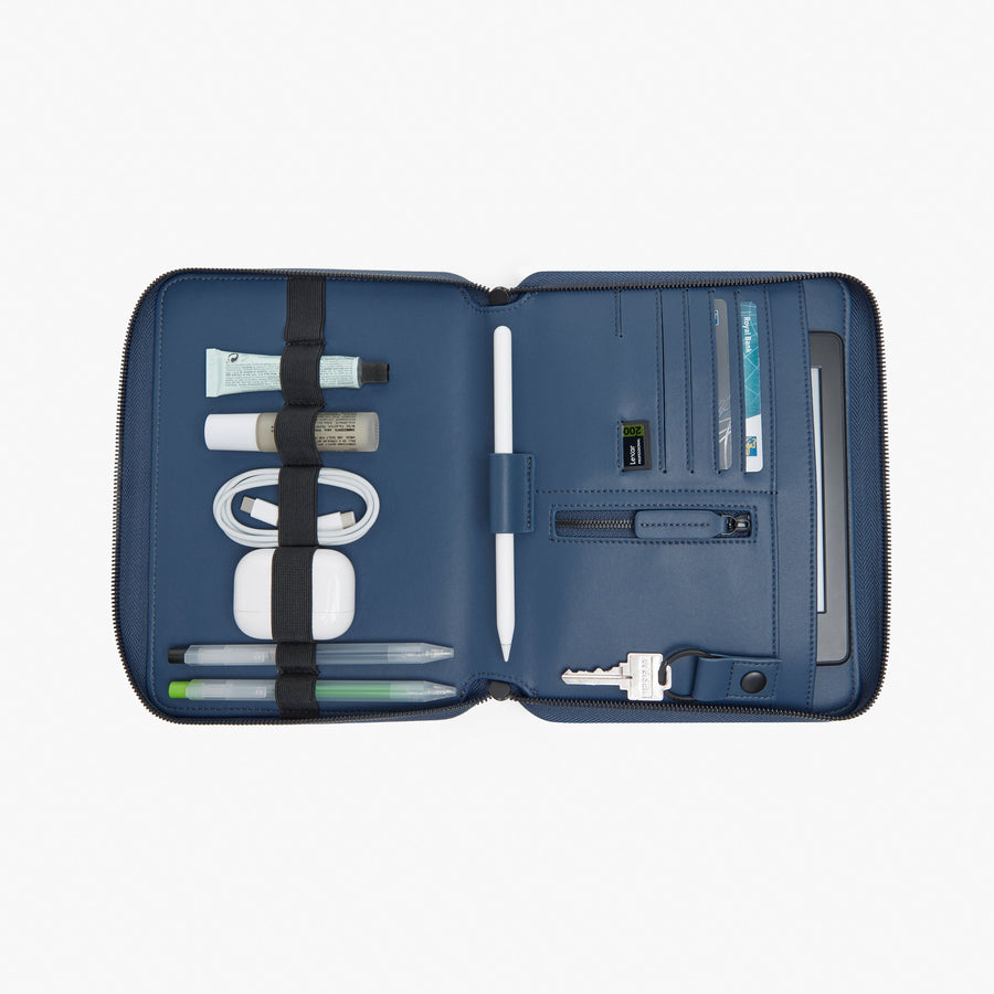 Oxford Blue (Vegan Leather) | Inside view of Metro Folio Kit in Oxford Blue