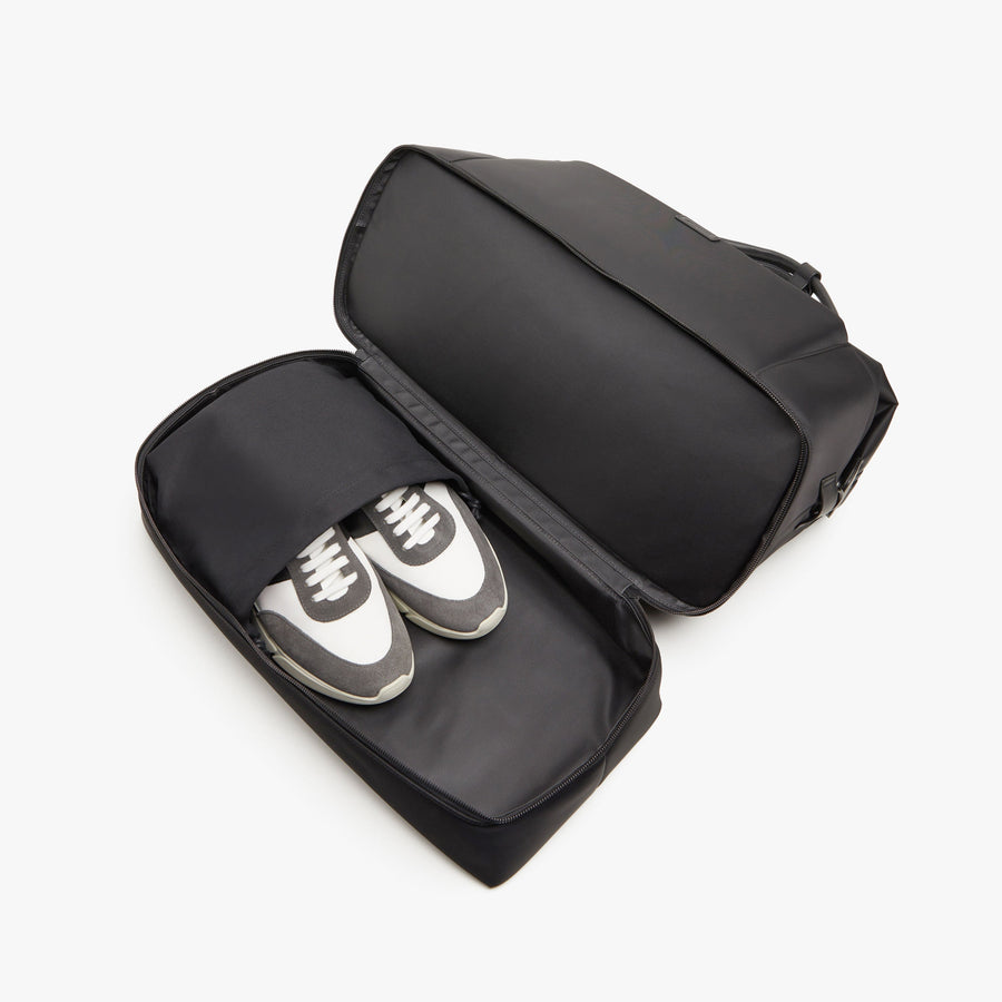 Carbon Black | Shoe compartment view of Metro Weekender in Carbon Black