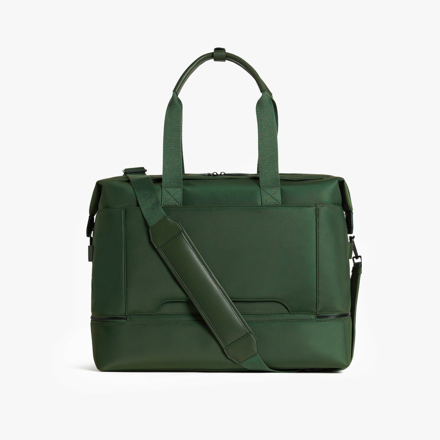 Juniper Green | Back view with strap of Metro Weekender in Juniper Green