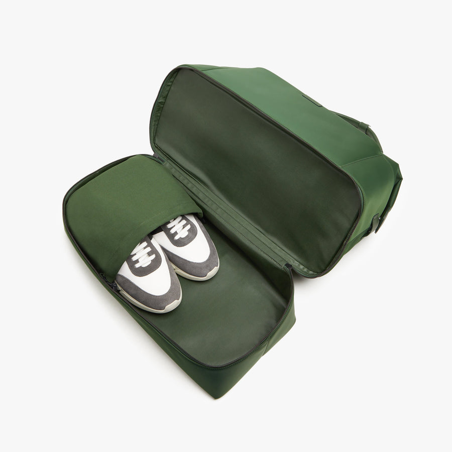 Juniper Green | Shoe compartment view of Metro Weekender in Juniper Green