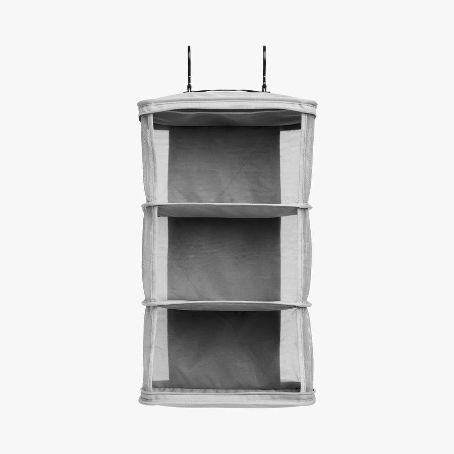 Grey | front view empty of Metro Hanging Toiletry Case in Grey