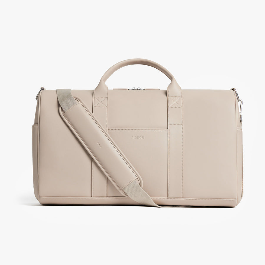 Ivory (Vegan Leather) | Front view of Metro Carry-All Duffel Ivory