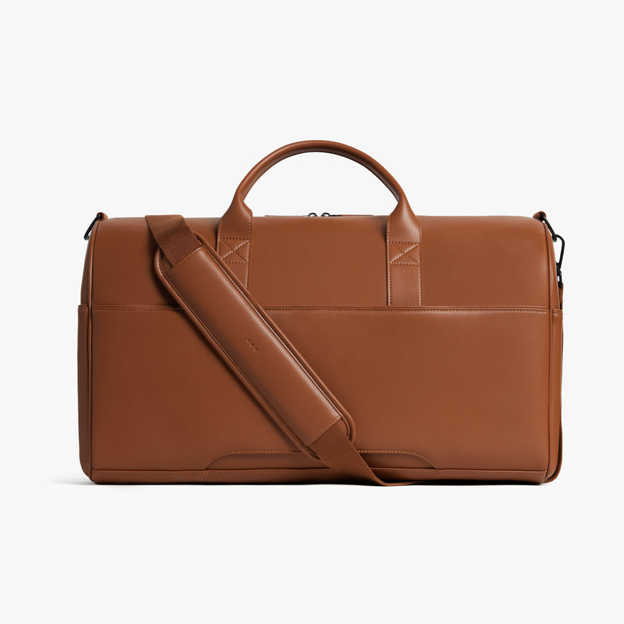 Mahogany (Vegan Leather) | Back view of Metro Carry-All Duffel Mahogany