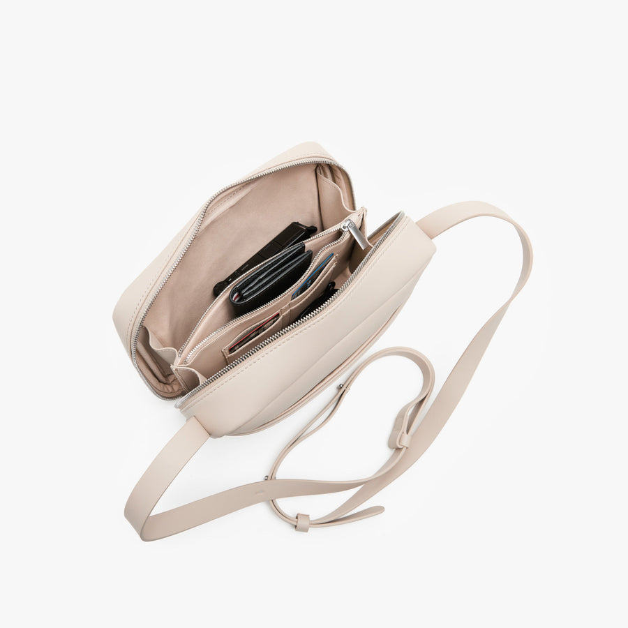 Ivory (Vegan Leather) | Angled view of Metro Crossbody in Ivory