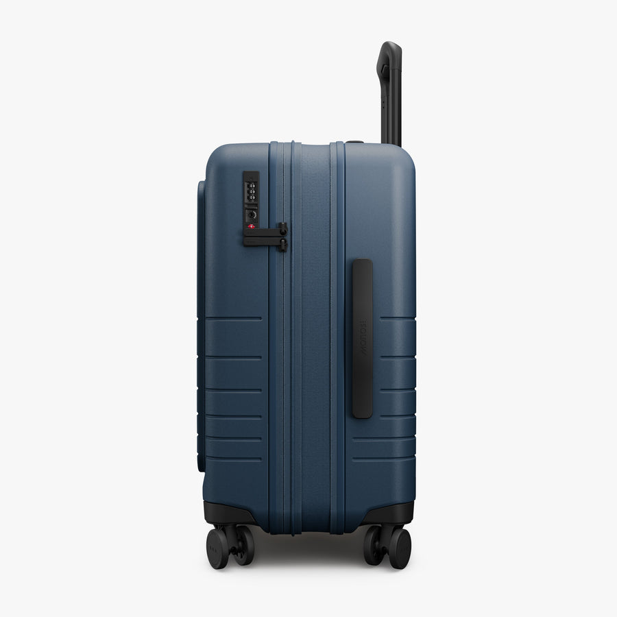Ocean Blue | Expanded zipper view of Expandable Carry-On Pro in Ocean Blue