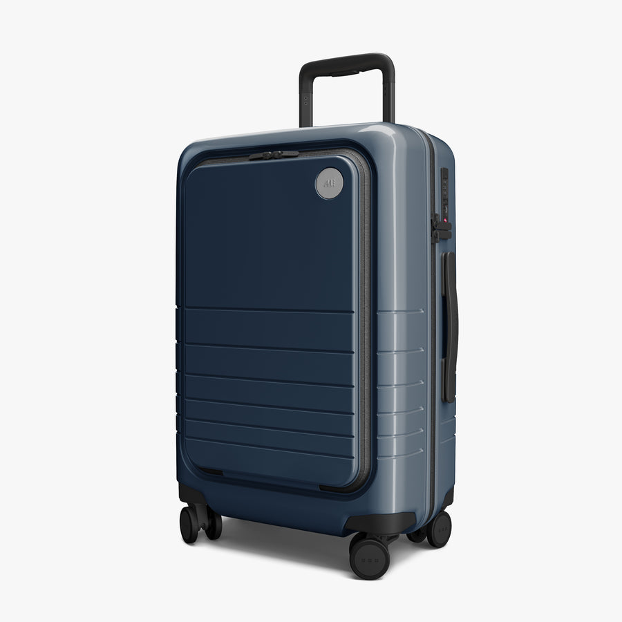 Arles Blue (Glossy) | Angled view of Carry-On Pro Plus in Arles Blue