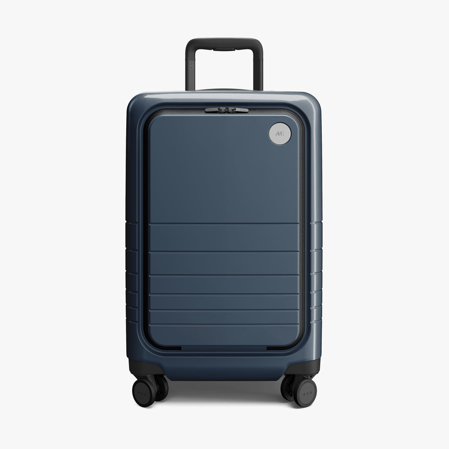 Arles Blue (Glossy) | Front view of Carry-On Pro Plus in Arles Blue