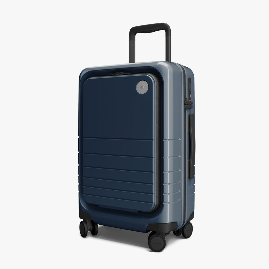 Arles Blue (Glossy) | Angled view of Carry-On Pro in Arles Blue