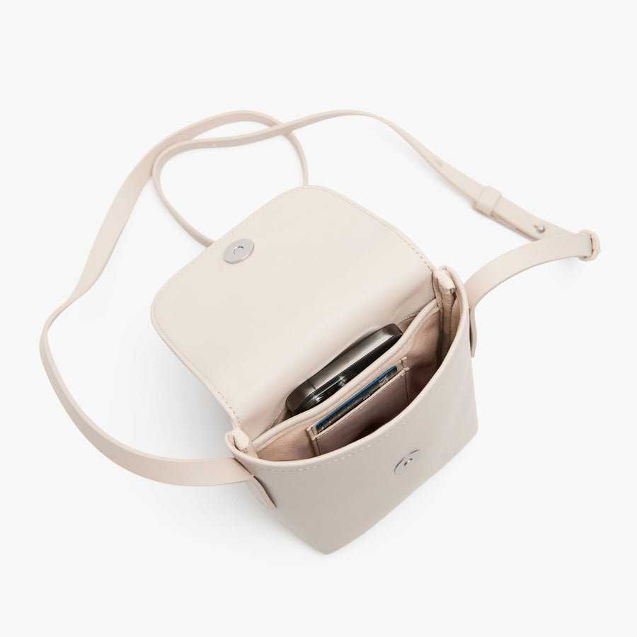 Ivory (Vegan Leather) | Angled view of Metro Mini Crossbody in Ivory