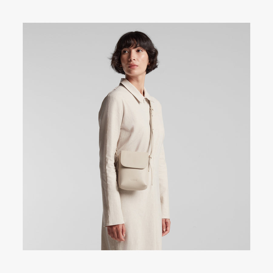 Ivory (Vegan Leather) | Angled view of Metro Mini Crossbody in Ivory