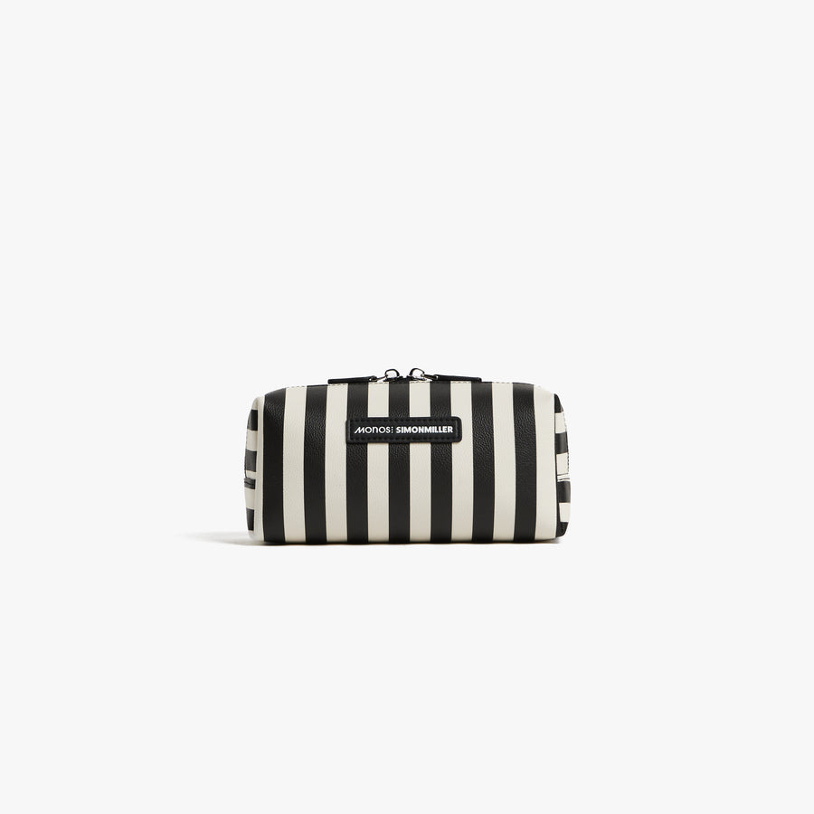 Small / Poplin Stripe Black | Front view of the Metro Toiletry Case small in Poplin Stripe Black