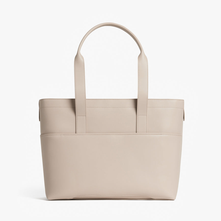 Ivory (Vegan Leather) | Back view of Metro Tote Ivory