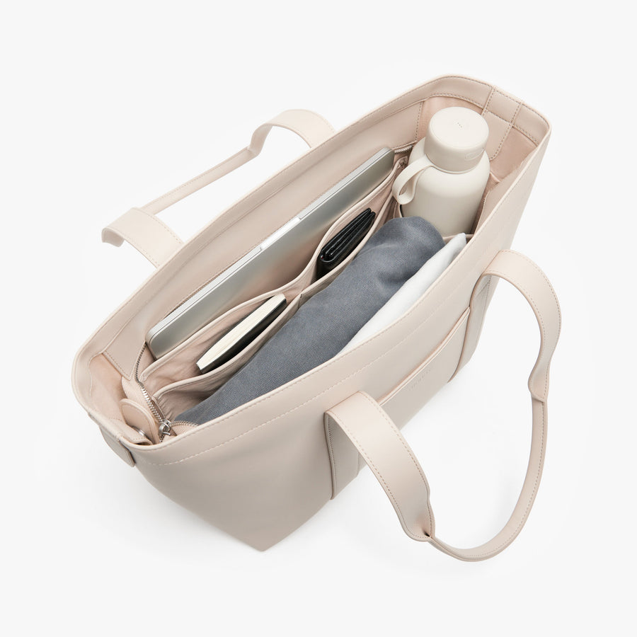 Ivory (Vegan Leather) | Angled view of Metro Tote in Ivory