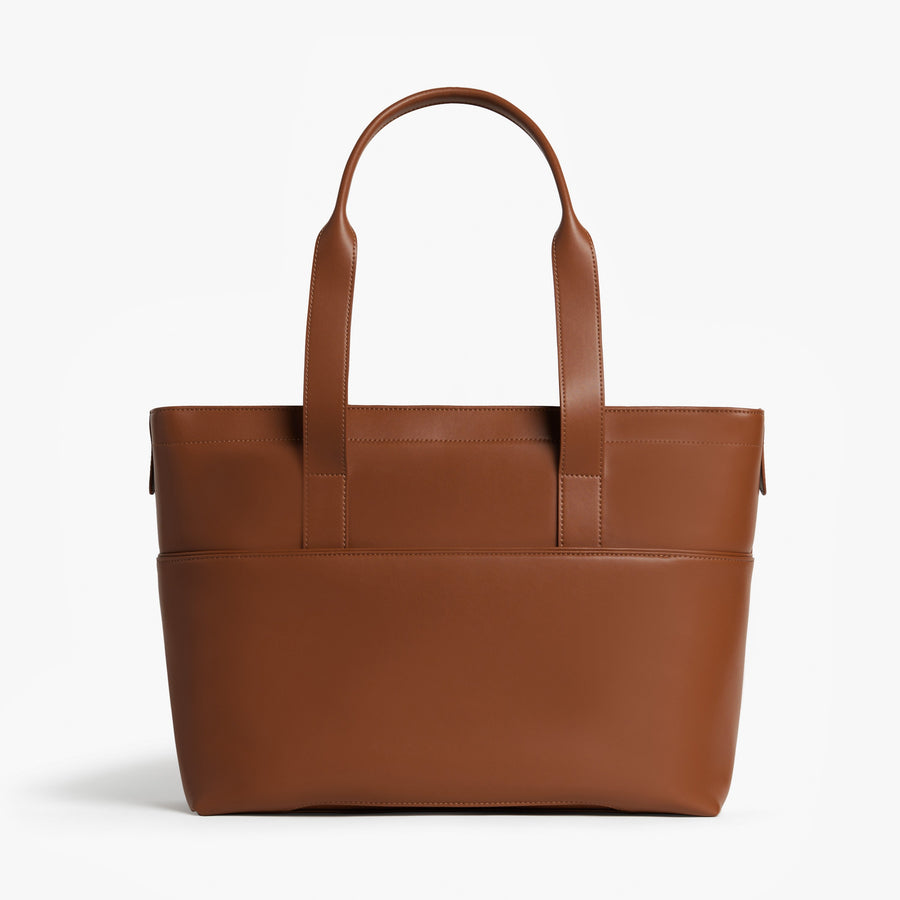 Mahogany (Vegan Leather) | Back view of Metro Tote Mahogany