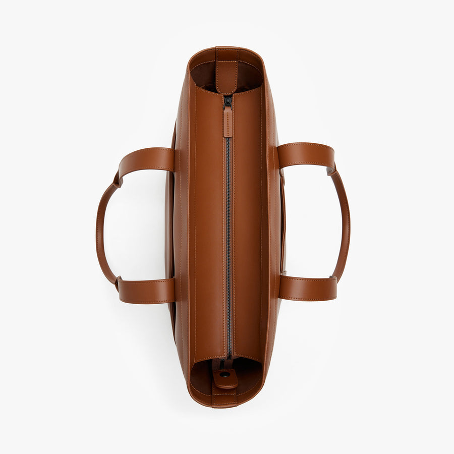 Mahogany (Vegan Leather) | Top view of Metro Tote in Mahogany