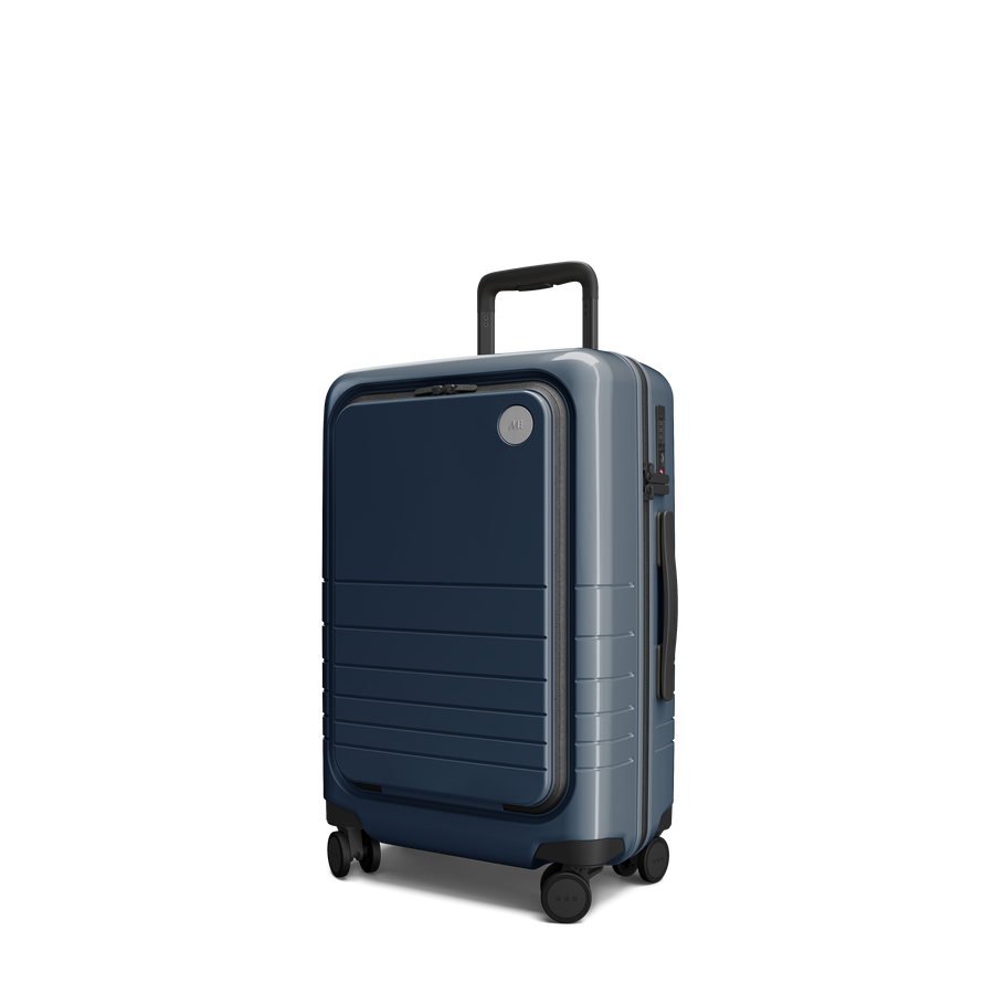 Arles Blue (Glossy) Hover | Angled view of Carry-On Pro Plus in Arles Blue